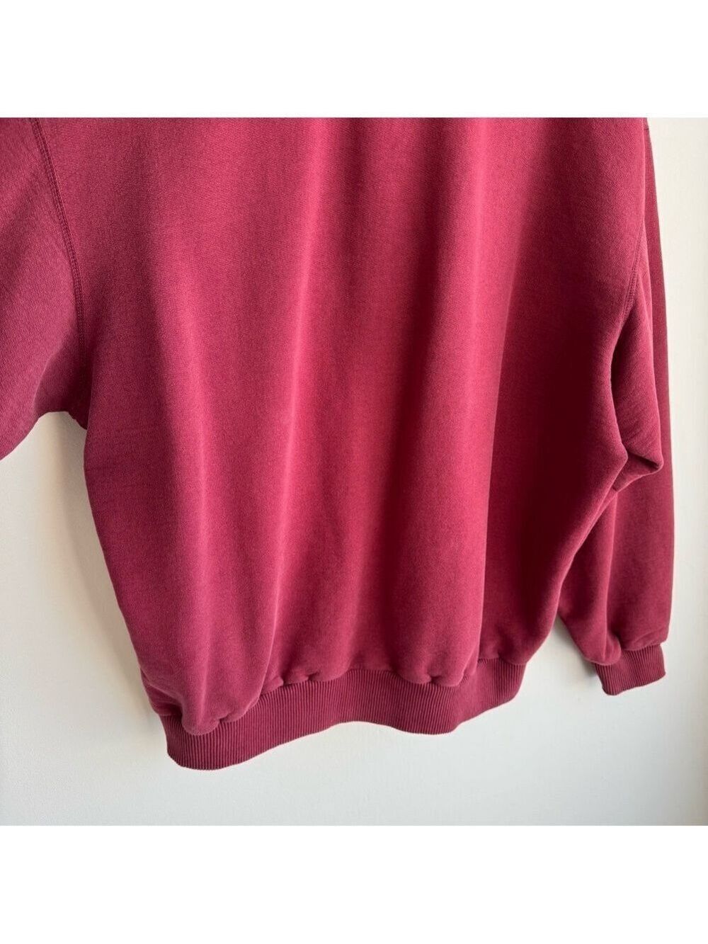 Vintage Cotton Pullover Sweatshirt Sz M Maroon Distressed Worn In Casual GUC - Picture 11 of 13